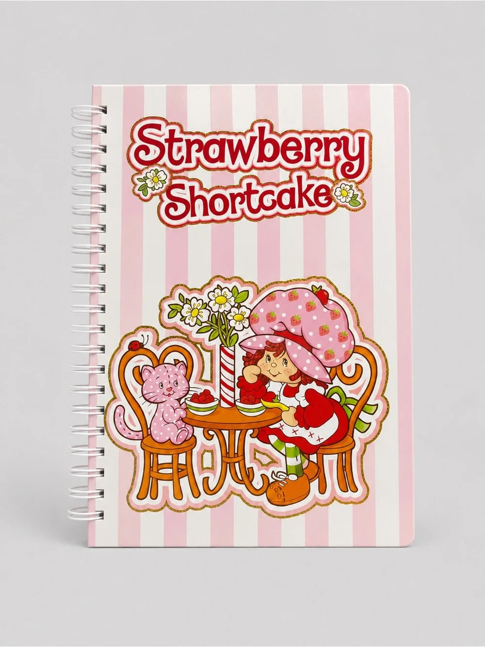 Strawberry Shortcake Spiral Notebook – Pink Stripe Cover | Brand New